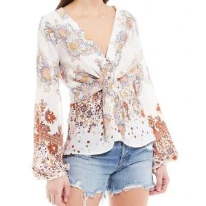 Free People Run Free Satin Blouse